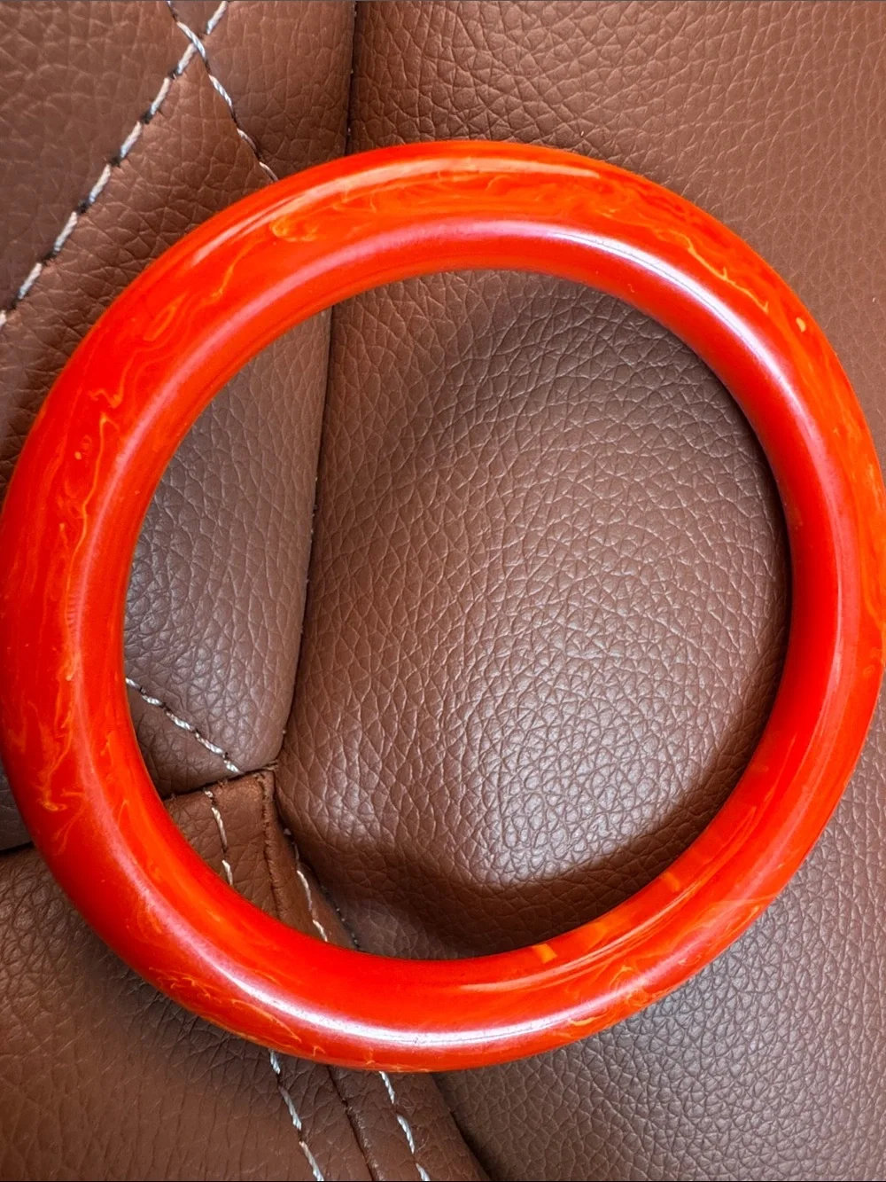 Red Orange Marbled Bakelite Cuff Bracelet